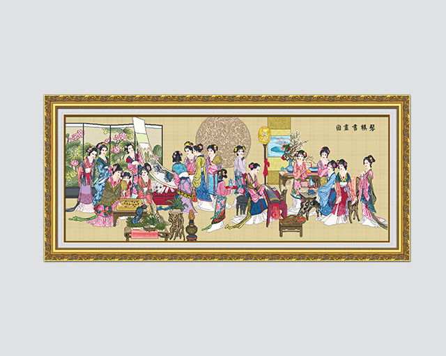 P3050028 琴棋书画-珍藏版(11CT浅棕) - P3050028 - KS十字绣
