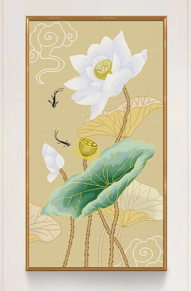 Y618342-A 荷花韵(二)-A(11CT浅棕/非满绣) - Y618342 - KS十字绣