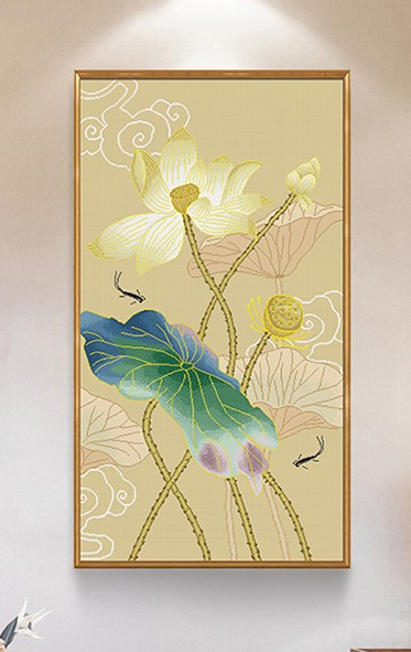 Y618341-A 荷花韵(一)-A(11CT浅棕/非满绣) - Y618341 - KS十字绣