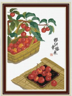 Y618336 樱红幸福来(11CT白/非满绣) - Y618336 - KS十字绣